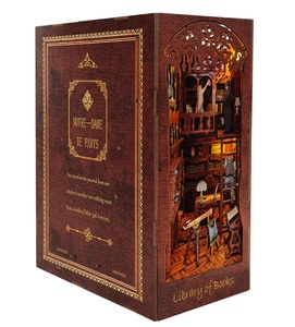 Holz Mini Puppenhaus DIY Buch Nook Kit Montage Modell 3D Puzzle Buchs tütze Spielzeug Bücherregal Insert Dekor mit <span class=keywords><strong>LED</strong></span>-Licht Weihnachts geschenke - Product Image 2