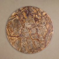 Table basse ronde en marbre naturel DH, trois pieds cylindriques solides, table à manger en pierre veinée sauvage pour salle à manger de luxe.