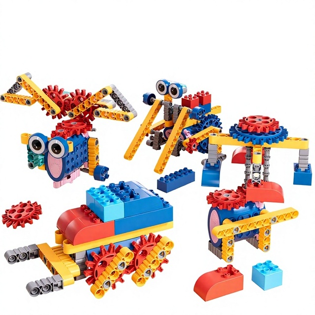 DIY Creative Educational Toys Children's Physics Science STEM Robot Kit Electric Building Block Set Plastic Tank Engineering