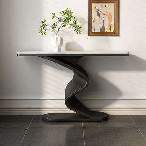 Tavolo <span class=keywords><strong>Console</strong></span> per Soggiorno dal Design Minimalista Italiano, Base Sottile Ondulata Scultorea con Piano in Pietra - Product Image 6