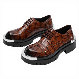 รองเท้าส้นหนาแบบผูกเชือก ปิดนิ้วเท้า ระบายอากาศได้ดี เหมาะสำหรับใส่ในฤดูร้อน สีดำ สีน้ำตาล เพิ่มความสูง ใส่ได้ในงานแต่งงานช่วงฤดูใบไม้ผลิ - Product Image 1