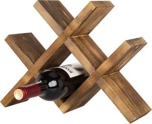 4-Bottle Rustic Brown <strong>Wood</strong> Wine Rack for <strong>Countertop</strong> Brushed Country Rustic Style, Compact Storage for Kitchen, Bar, Dining Room - Product Image 4