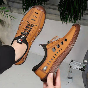 <b>Closed</b> <b>Toe</b> Microfiber Leather Upper Breathable Anti-Slippery Casual Flat Mens TPR Outsole Outdoor Sports <b>Sandals</b> for Men Summer - Product Image 3