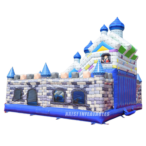 Castillo Inflable 8x8m, Combinación Azul <span class=keywords><strong>Gris</strong></span>, Castillo Medieval con Caballeros, Casa de Juegos Inflable para Patio Trasero, Parque Infantil Inflable, Ciudad de Diversión - Product Image 4