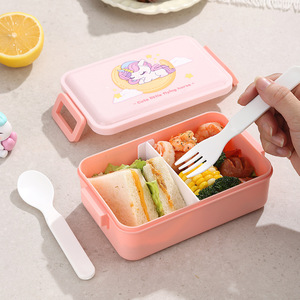 Boîte <span class=keywords><strong>à</strong></span> lunch mignonne de style dessin animé avec gourde en plastique, compatible micro-ondes, portable et hermétique, idéale pour la rentrée scolaire - Product Image 5