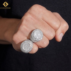 Moissanite 925 Silver Rhodium Plated Prong Setting Round Luxury Party Hip Hop Iced Out <b>Mens</b> <b>Ring</b> - Product Image 4
