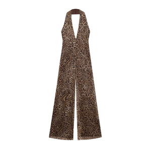 SHENZHU Nouvelle collection été 2025 – <span class=keywords><strong>Combinaison</strong></span> <span class=keywords><strong>femme</strong></span> élégante à imprimé animal en maille de soie avec col licou 5039147 - Product Image 1