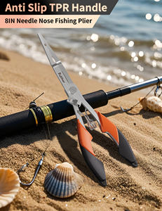 Pince à pêche Pullther 2025, nouvelle, 21,5 cm, en acier inoxydable, poignée bicolore, coupe-fil, résistante à l'eau salée, avec corde anti-perte - Product Image 5