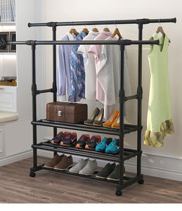 GG23 Acier inoxydable Cintre unipolaire chambre <span class=keywords><strong>à</strong></span> coucher salon Fplding Racks Stretch vêtements chapeau cintre support avec étagère <span class=keywords><strong>à</strong></span> chaussures - Product Image 1