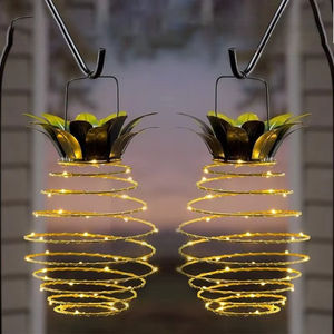 Luz Solar LED con Cable de Cobre, Guirnalda de Luces con Forma de Piña, Linterna de Hierro, Luces Decorativas Colgantes para Jardín, Resistentes al Agua para Exteriores - Product Image 1