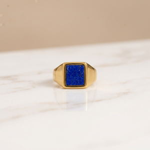 Natural Lapis Lazuli Signet <b>Ring</b> Square Blue <b>Gemstone</b> <b>Ring</b> Unisex <b>Mens</b> Statement Jewelry Custom Gold Plated Silver <b>Ring</b> - Product Image 4