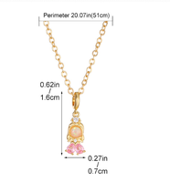 Collar con Colgante de Corazón y Piedra, Cadena de Cobre en Tono Dorado, Joyería de Moda para Mujer, Regalo