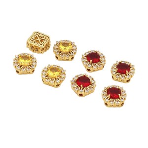 18k Gold Plated <b>Copper</b> Sunflower Zircon Jewelry Findings Multi Hole Diy <b>Bracelet</b> Necklace Components 14k Gold White Gold Silver - Product Image 5