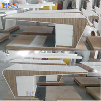 Bureau de direction moderne pour employés, table et chaises, bureau de PDG à Dubaï, bureau de direction unique en bois et marbre personnalisé