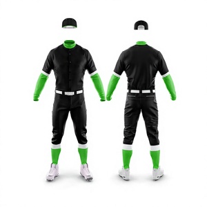 Uniforme de baseball noir et vert pour hommes, maillot à manches courtes avec ceinture blanche et chaussettes, vêtements en polyester anti-humidité pour adultes - Product Image 1