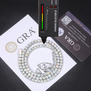 Bracciale e <span class=keywords><strong>Collana</strong></span> Tennis Classici in Acciaio Inossidabile Placcato <span class=keywords><strong>Oro</strong></span> PVD, Impermeabili e Inossidabili, con Diamanti Moissanite VVS - Product Image 2