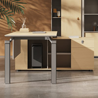 E0 Bureau de direction compact en métal personnalisable et écologique, structure en L, mobilier de bureau avec armoire de rangement, livraison porte-à-porte
