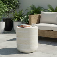 Table basse en béton texturé blanc au design artistique unique Mgo