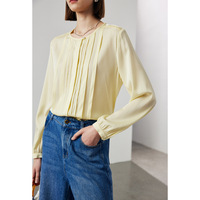 Elegante Camisa de Seda de Morera 90% para Mujer, Blusa de Seda Elástica de Manga Larga de Crepé de China de 19mm, Camisa de Satén de Lujo para Oficina 2026