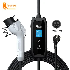 Feyree portable 16A single phase ev charger home charging station type 1 charging cables with 1.8" LCD screen display control