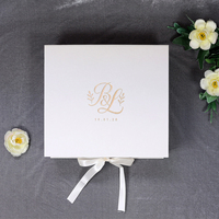 Boîte à souvenirs de mariage en carton rigide de qualité supérieure avec couvercle intérieur personnalisé pour photos, invitations et souvenirs