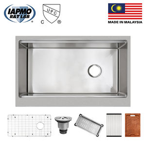 Delantal de un solo tazón de plata Nano de 33 pulgadas, fregadero de cocina moderno frontal, válvula de acero inoxidable, Material de cobre, un orificio - Product Image 3