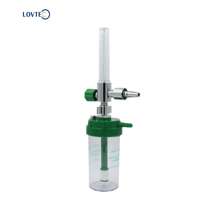 Lovtec Pengukur Aliran Oksigen Medis, Pengukur Aliran Oksigen Medis 0-15LPM dengan 250Ml Humidifier, Konektor Botol Menyesuaikan Aliran
