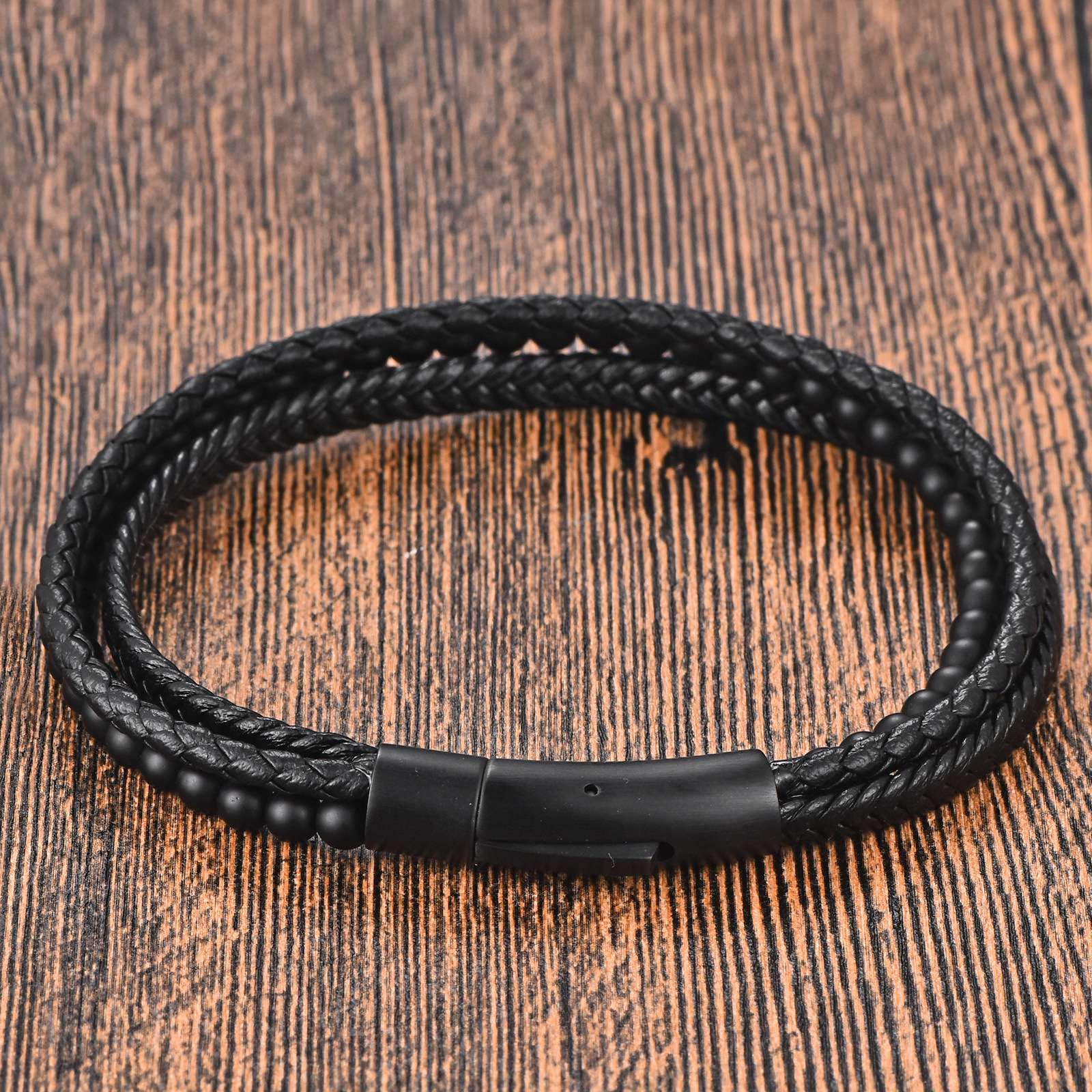 Stainless Steel Leather Bracelet-4