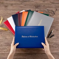Personnalisé A4 Pu Couverture En Cuir Carton Papier Velours Défilement Degré Diplôme Mariage Certificat Dossier Titulaire pour L'obtention Du Diplôme