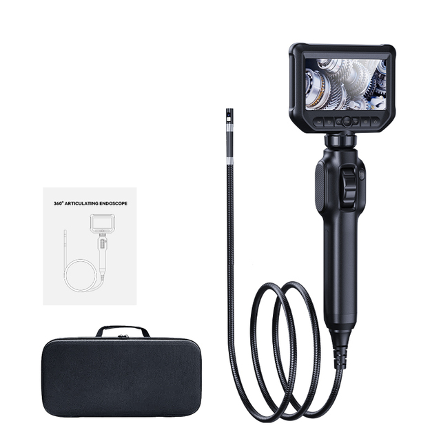 Flexible Endoscope Fiber  Way Articulated Inspection Videoscope with 4.3 Inch Screen Adjustable Light HD Camera