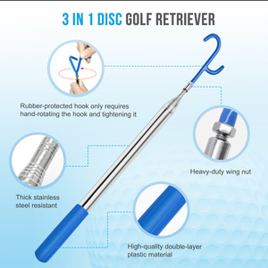 Kit de Recogida de Discos de Golf al por Mayor con 4 Cabezas, Poste Telescópico, Recogedor de Agua, Bolsa de Transporte y Logotipo Personalizado OEM - Product Image 3