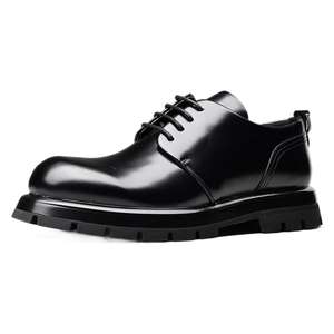 Chaussures en cuir de style anglais rondes et brunes pour hommes, à lacets, en cuir véritable de haute qualité, chaussures décontractées pour hommes - Product Image 5
