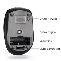 FACTORY USB Wireless Mouse 2.4Ghz Gamer Mouse 3-Gear 6 Keys Mute for PC Laptop Office Adjustable Gaming Mice Battery Mouse