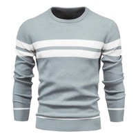Chemises à manches longues en tricot pour hommes, pull en tricot avec motif rayé, mélange de nylon, polyester et viscose en stock, design personnalisé, marque OEM