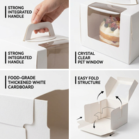 Boîte à gâteau en gros, emballage alimentaire en papier, boîte rouge et blanche avec grande fenêtre et poignée, qualité alimentaire pour pâtisserie, boulangerie, anniversaire, cupcake