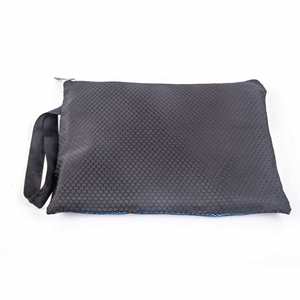 Custom Microfiber Towel <b>Bag</b>- Black Mesh Zippered Pouch with Wrist Strap - <b>Transparent</b> Section, Ideal for Gifts - Product Image 4