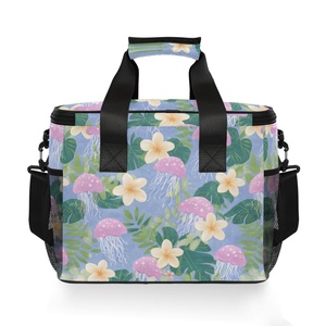 New Arrival Custom Print Logo Foldable Waterproof Cooler Bag Women Men Reusable Lunch Bag Floral Insulated Large Lunch Bag - Product Image 3