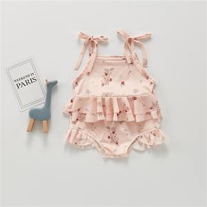 Traje de baño personalizado con logotipo para niñas, conjunto de <span class=keywords><strong>Bikini</strong></span> con estampado Floral de limón y volantes, traje de baño para niños pequeños - Product Image 3