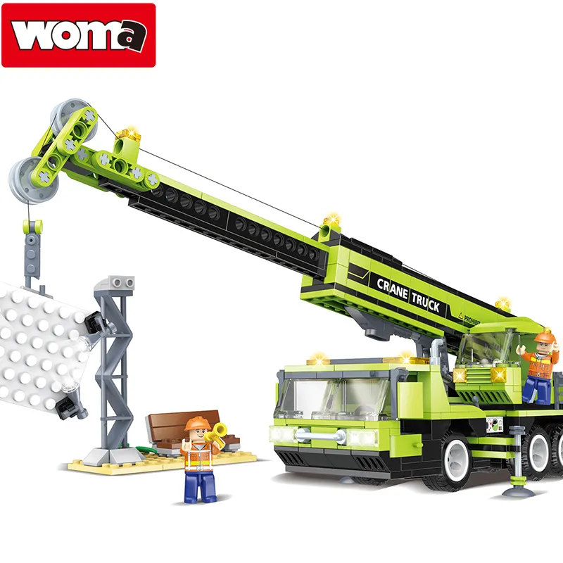 WOMA TOYS Compatible major brands bricks 2 in 1 Crane Channel Construction site educational small building blocks toys model