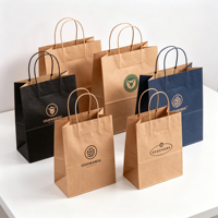 Sac en papier kraft blanc de luxe personnalisé avec logo, écologique, recyclable, sûr pour les aliments, avec poignée, pour cosmétiques, parfums, chaussures