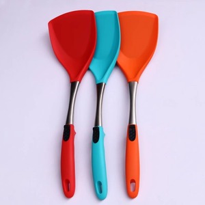 <b>Silicone</b> Spatulas 3 Piece Set Food Grade Non Stick Kitchen Baking <b>Tools</b> Solid Color With Stainless Steel Handle - Product Image 1
