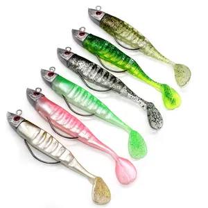 OEM ODM T Tail Umpan Lembut 10Cm 15.5G 13Cm 26G Jig Kepala Umpan Pancing Lembut dengan Kait Berduri