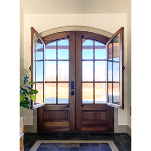 Porta <span class=keywords><strong>d</strong></span>'<span class=keywords><strong>Ingresso</strong></span> Principale in Legno Massello con Arco in Vetro, Design in Legno per Case - Product Image 1