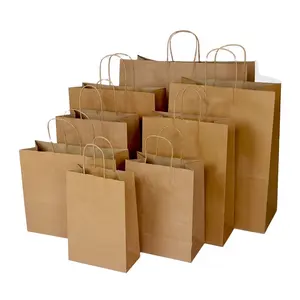 Ucuz fiyat lüks kahverengi ve beyaz perakende alışveriş butik teşekkür ederim zanaat kolu ile iş için kağıt torbalar taşımak