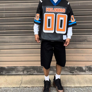 Venta al por mayor Boxy Fit Oversized <span class=keywords><strong>V</strong></span> Neck Baloncesto Serigrafí<span class=keywords><strong>a</strong></span> Recortada Suelta Malla Fútbol Jersey Camisetas - Product Image 6