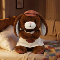 Peluche Lapin Personnalisée en Coton PP Doux, Animal en Peluche Mignon avec Chapeau, Poupée Lapin Habillée pour Commandes en Gros, Fournitures de Jouets, Revente