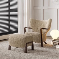 GEDO Chaise de loisirs Style rétro moderne Cadre en bois massif Canapé simple Thé au lait Marron Style antique français pour le salon