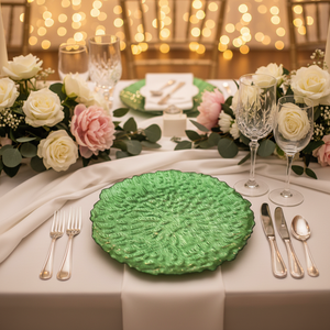 Vaisselle SONYA, assiettes rondes en <span class=keywords><strong>verre</strong></span> transparent <span class=keywords><strong>bleu</strong></span> ciel à texture tourbillonnante, sans plomb, pour mariages, fêtes, dîners, assiettes de service en <span class=keywords><strong>verre</strong></span> - Product Image 4