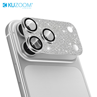 Protection d'objectif d'appareil photo en verre trempé anti-reflet à paillettes argentées, qualité AAA, couverture intégrale pour tous les iPhone