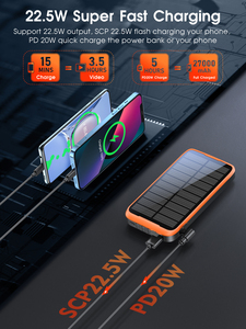 <span class=keywords><strong>Batterie</strong></span> <span class=keywords><strong>Externe</strong></span> Solaire 20000mAh Étanche Nouveaux Produits 2026 Charge Rapide Câble Intégré Portable pour Extérieur - Product Image 4